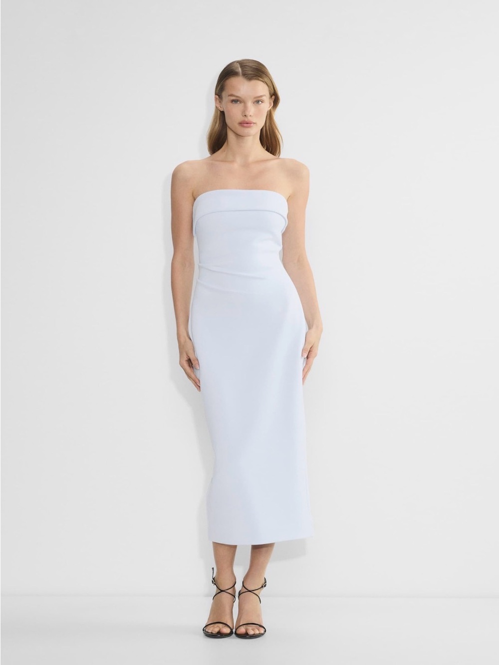 Babaton Aritzia FigureKnit Eyecatcher Strapless White Maxi Midi Dress S